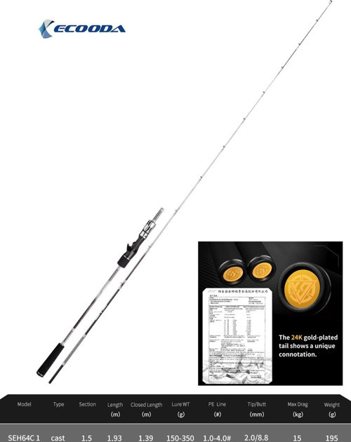 GT-Fisher Steel Cable 193cm 150-350 Slow Jigging Kamışı