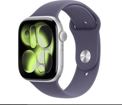 Watch Seri 11 46 Mm Gümüş Rengi Alüminyum Kasa Ve Sis Moru Spor Kordon - S/M