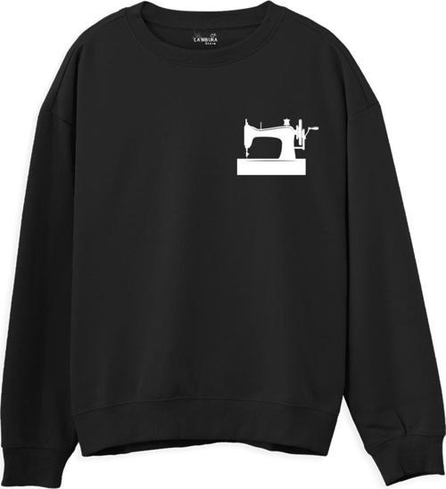 Dikiş Makinesi Baskılı Sweatshirt-Siyah