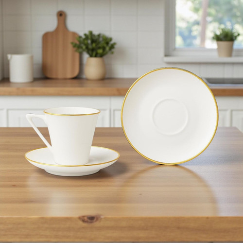 pilea ayaklı porselen yaldızlı kahve fincanı seti takımı 6 kişilik 9019