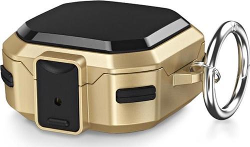 Samsung Galaxy Buds 2 Pro Kılıf Darbeye Dayanıklı Sert Koruyucu + Askılık Gold