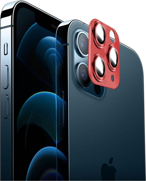 Iphone 12 Pro Max 360 Metal Kamera Koruyucu Kırmızı