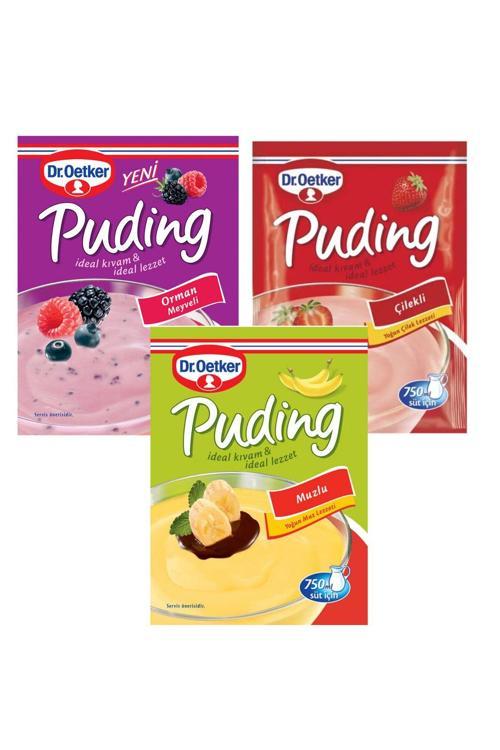 Dr.Oetker Puding Orman Meyveli 81 g Çilekli 120 g Muzlu 120 g 3 lü Set