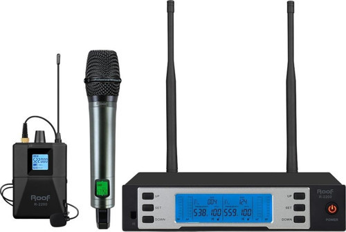 R-2200 UHF 1 EL + 1 Yaka Kablosuz El Yaka Mikrofonu Telsiz Mikrofon Seti