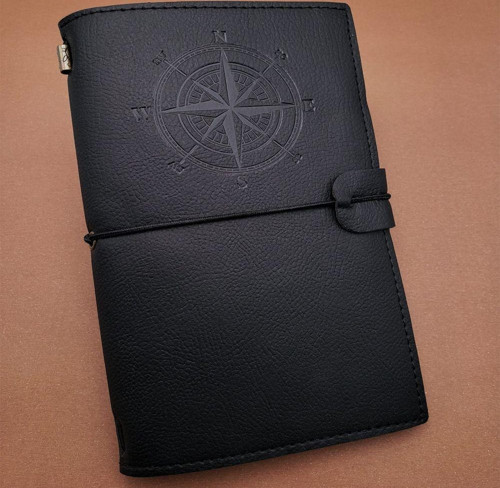 Evimdeyok Siyah Deri Pusula Defter