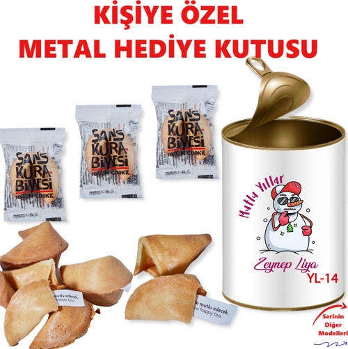 Kişiye Özel Hediye Kutusu, Yılbaşı Hediyesi, Yılbaşı Konsept Hediye Kutusu (Kutu İçerisinde 3 Adet Şans Kurabiyesi)