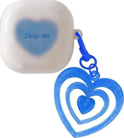 Samsung Galaxy Buds 2 Kılıf Süslü Renkli Kalp Desenli Mavi