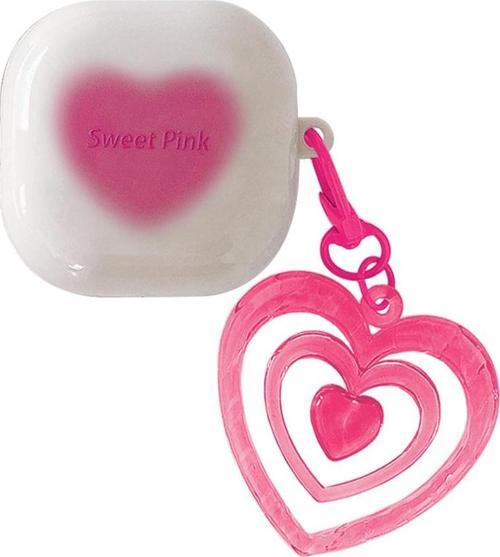 Samsung Galaxy Buds Pro Kılıf Süslü Renkli Kalp Desenli Pembe