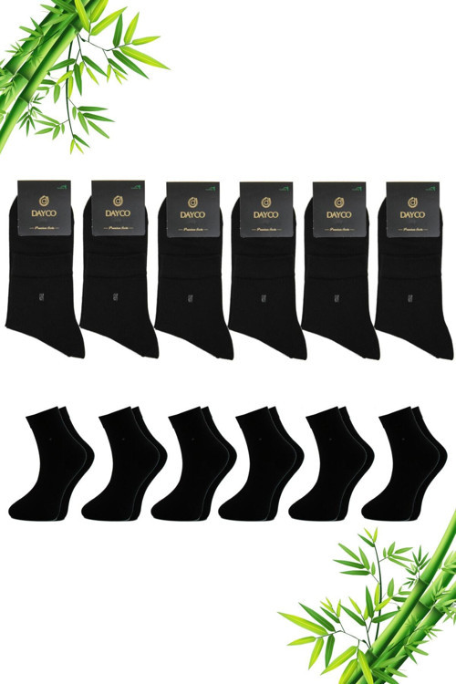 Premium Yazlık Siyah Renk Dikişsiz Erkek Bambu Yarım Konç Çorap 6Lı Set