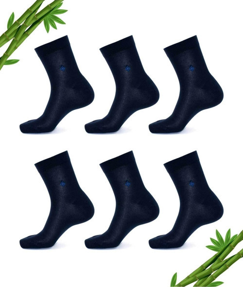 Premium Yazlık Lacivert Renk Dikişsiz Erkek Bambu Yarım Konç Çorap 6Lı Set