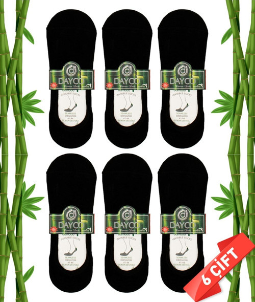 Premium Erkek Siyah Babet Bambu Çorap 6Lı Set