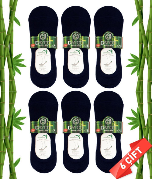 Premium Dikişsiz Erkek Bambu Babet Çorap 6Lı Lacivert Set (Görünmez Çorap)