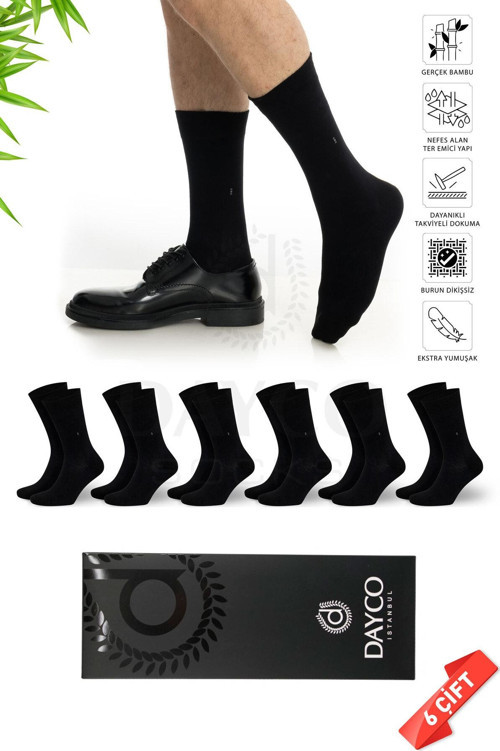 Premium Klasik Uzun Boy Siyah Renk Kışlık Erkek Bambu Soket Çorap