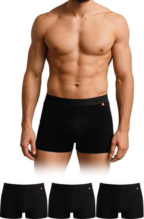 Premium Cotton Erkek Boxer Siyah Renk Üçlü Paket