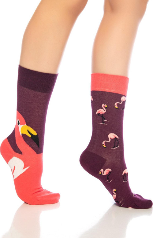 Premium Dikişsiz Unisex Flamingo Desenli Renkli Soket Çorap