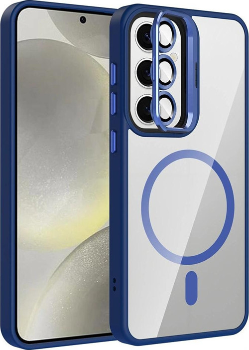 Galaxy S25 FE Kılıf Standlı ve Kamera Lens Hediyeli M-Safe Şarj Özellikli Zore Etro Kapak