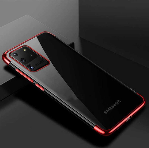 Galaxy S20 Ultra Köşeleri Renkli Kamera Korumalı Şeffaf Kılıf