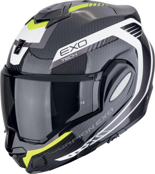 Exo-Tech Evo Carbon Cosy Çene Açılabilir Motosiklet Kaskı Siyah Sarı