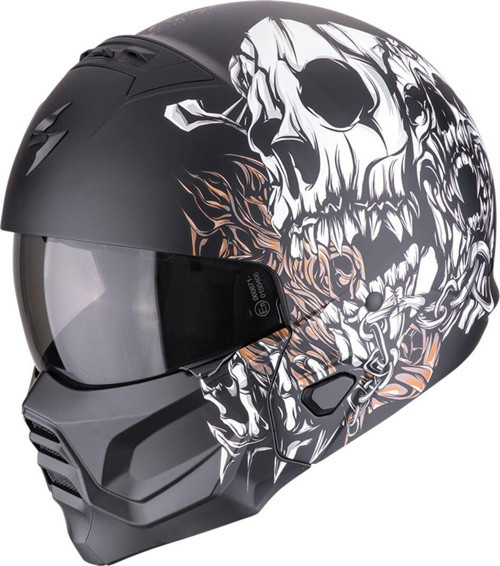 EXO COMBAT 2 Genesis Modüler Motosiklet Kaskı Mat Siyah Beyaz Altın