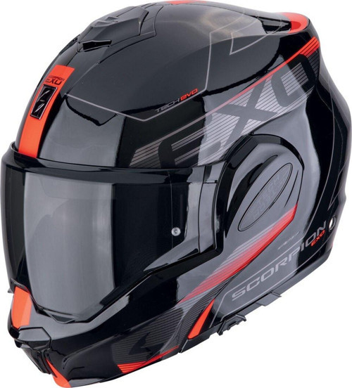 Exo-Tech Evo Traveller Çene Açılabilir Motosiklet Kaskı Siyah Kırmızı