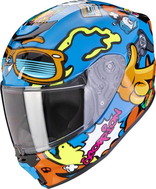 EXO-JNR Air FUN Kapalı Çocuk Motosiklet Kaskı MaviOranj