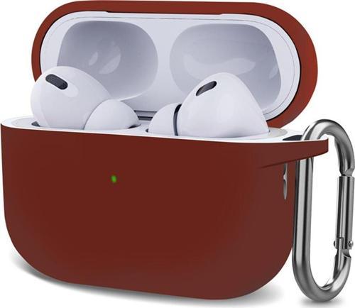 AirPods Pro 2.Nesil Kılıf Askılı Mat Silikon Bordo