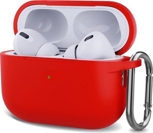 AirPods Pro 2.Nesil Kılıf Askılı Mat Silikon Kırmızı