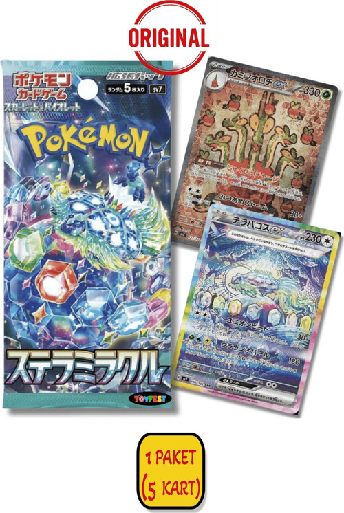 1 Paket (5 Kart) Lisanslı Pokémon Kart Scarlet & Violet SV7 Stellar Miracle Japonca Booster Paket