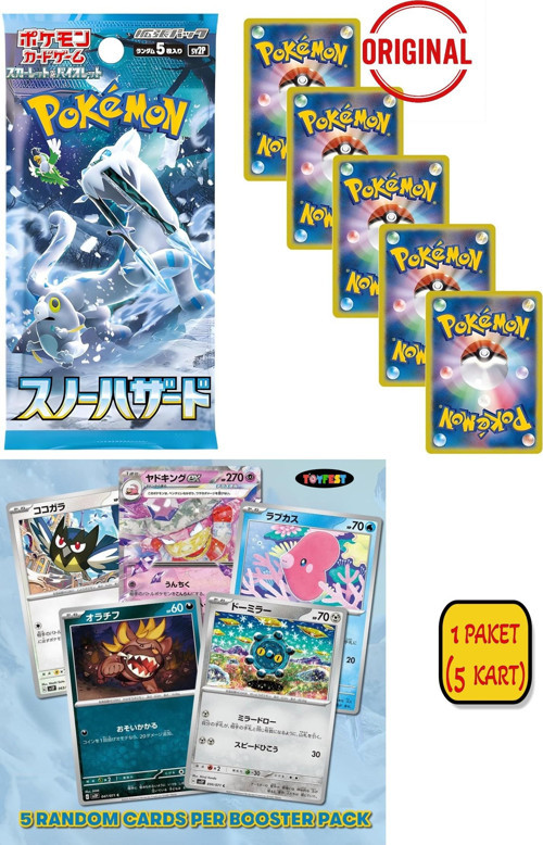 1 Paket (5 Kart) Lisanslı Pokemon Snow Hazard Japonca Booster Paket Scarlet Violet Serisi