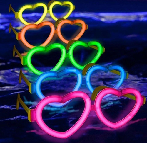 Glow Kalpli Fosforlu Gözlük 6’lı Renkli Set – Neon Parti