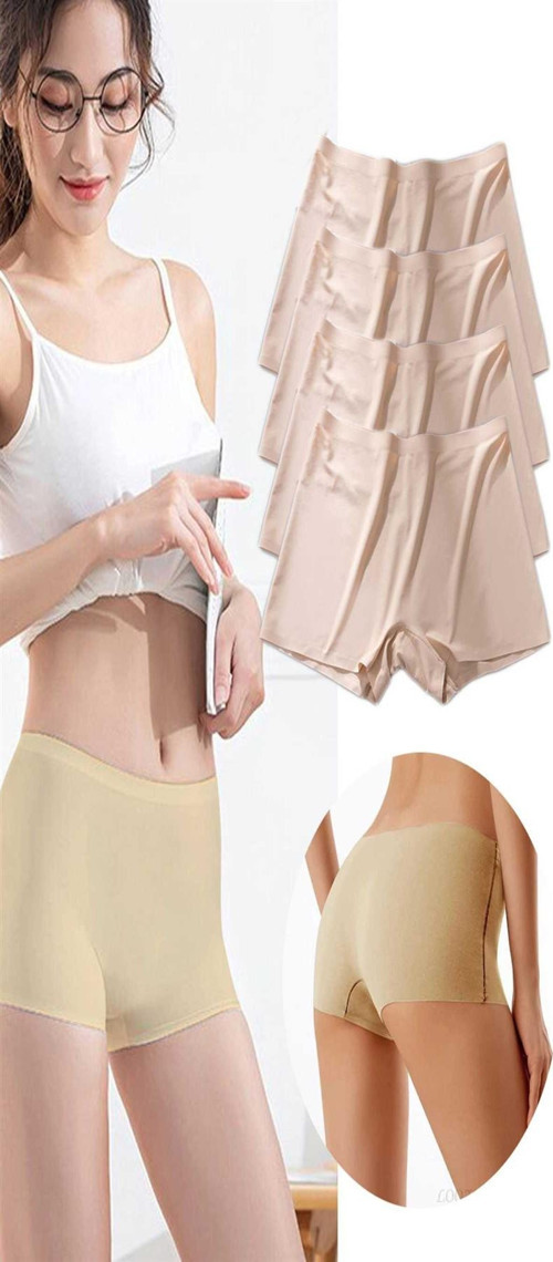 4 Adet Kadın Dikişsiz Görünmez İz Yapmaz Mini Şort Boxer Ten