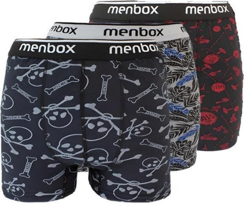 3 Adet Likralı Erkek Boxer Karışık Desenli Pamuklu