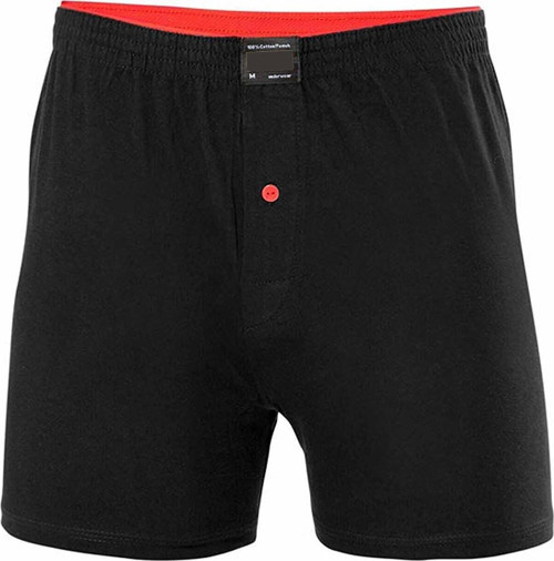 Düğmeli Pamuklu Erkek Penye Boxer Büyük Beden Siyah - 1278A