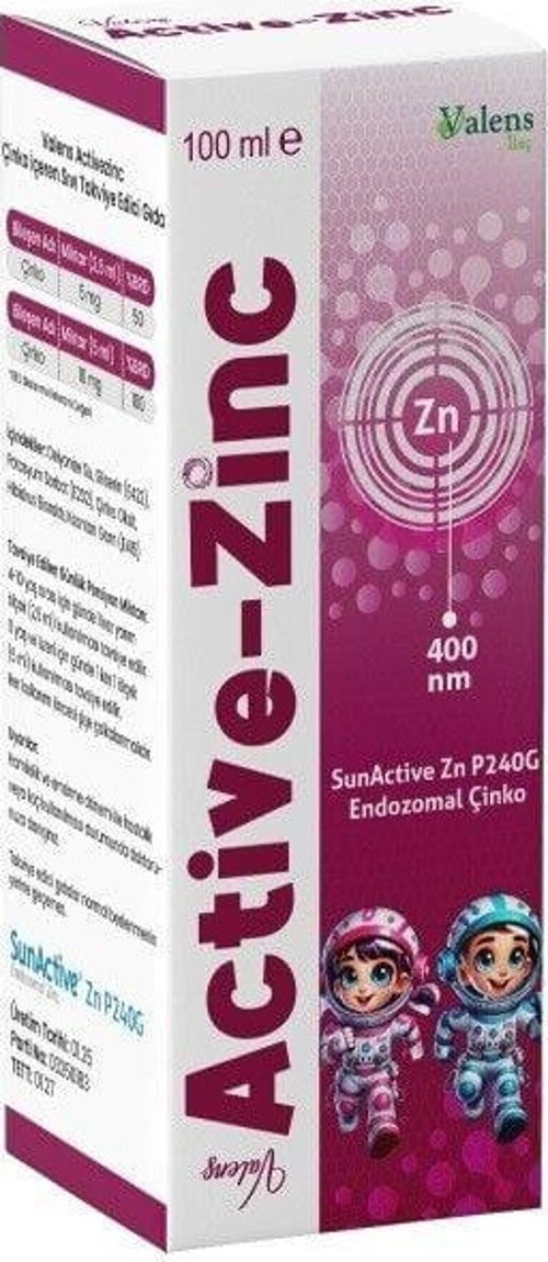 ACTIVE-ZINC SIVI CAM ŞİŞE, ÇİNKO İÇEREN TAKVİYE EDİCİ GIDA 100ml şişe