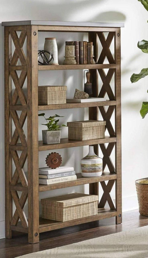 Kitaplık El Yapımı Ceviz Rengi Masif Ahşap Kitaplık | 180X90X25 Cm 🌿