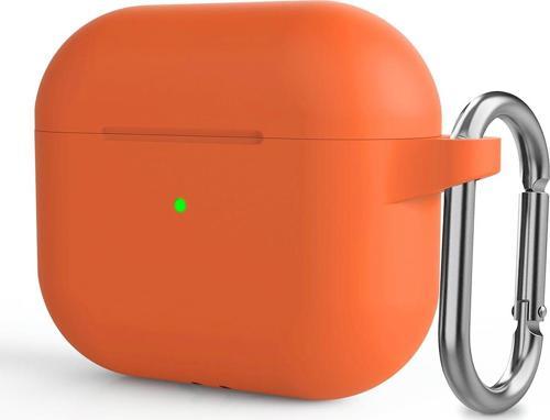 Apple AirPods 3 Askılı Mat Silikon Kılıf Turuncu