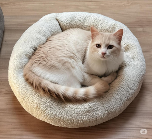 Shadow Kedi Ve Köpek Yatağı Peluş Yumuşak Silikon Dolgulu Ekonomik Ekru