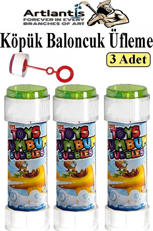 Üflemeli Köpük Baloncuk 3 Adet Bol Köpüklü Baloncuk Eğlencesi Rengarenk Çocuk Köpük Baloncuk Oyuncağı