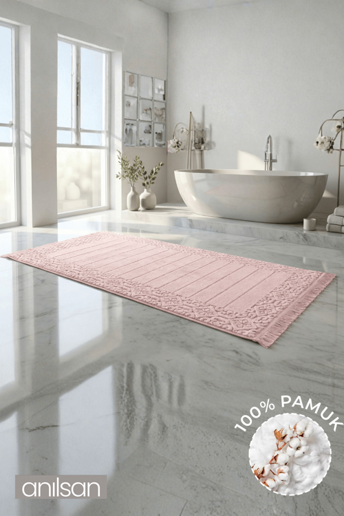 Aflora Pudra Ayak Havlusu - 60x130Cm, 690Gr, %100 Pamuk, Spa Ve Otel Banyo Paspası, Günlük Kullanıma Uygun