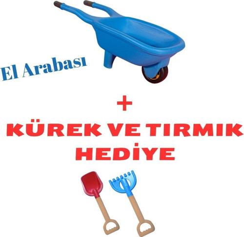 El Arabası Mavi + Kürek ve Tırmık Hediye Set