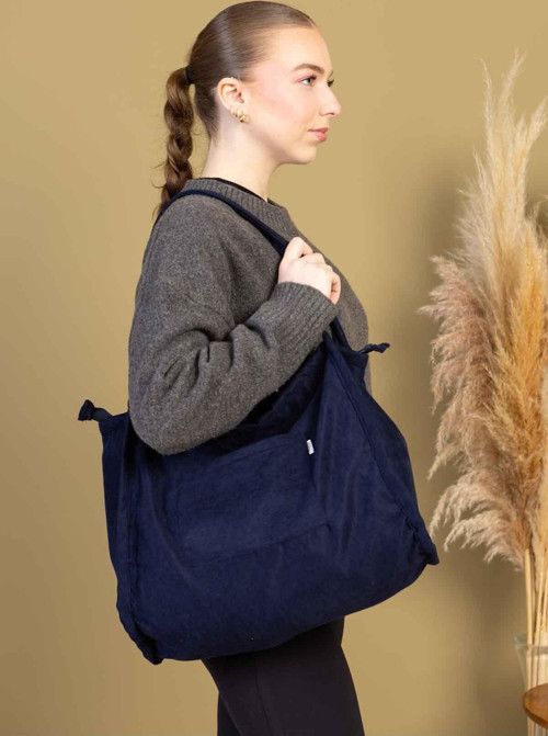 Mute Bag Navy Blue - Lacivert 00S Shopper Bag Fermuarlı Astarlı Omuz Okul Çantası (32/36)