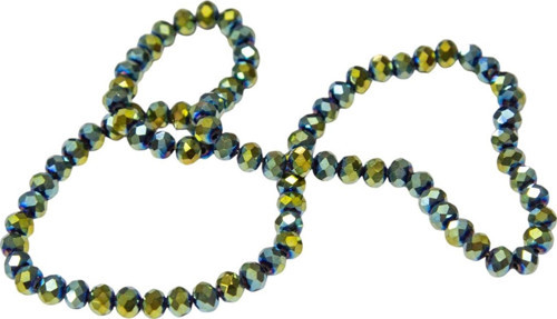 6 Mm Kaplama Yeşil Kristal Cam Boncuk 1 Dizi - (80-85 Adet)