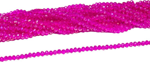 6 Mm Fuşya Kristal Cam Boncuk 1 Dizi - (80-85 Adet)