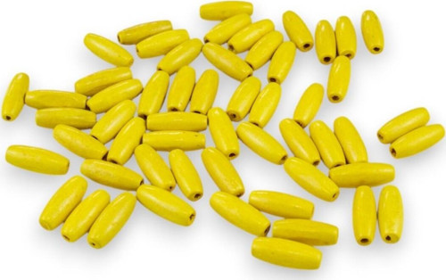 12 Mm Arpa Sarı (22X6 Mm) Ahşap Boncuk 35 Gr (70 Adet)