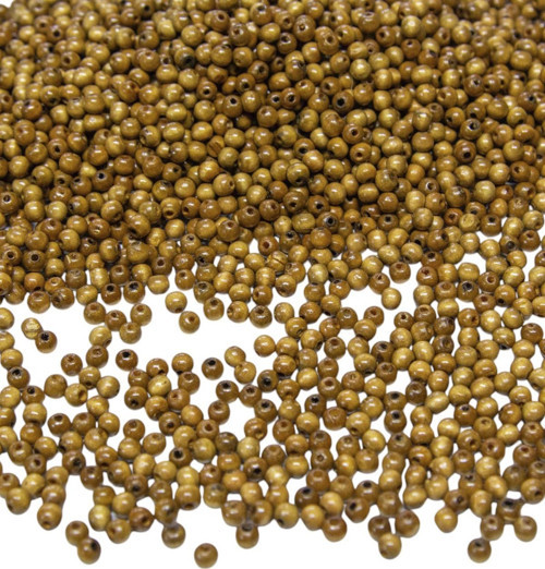 5 Mm Bej Rengi Ahşap Boncuk 50 Gr