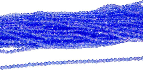 4 Mm İspirto Mavisi Piramit Kristal Cam Boncuk 1 Dizi - (85 Adet)