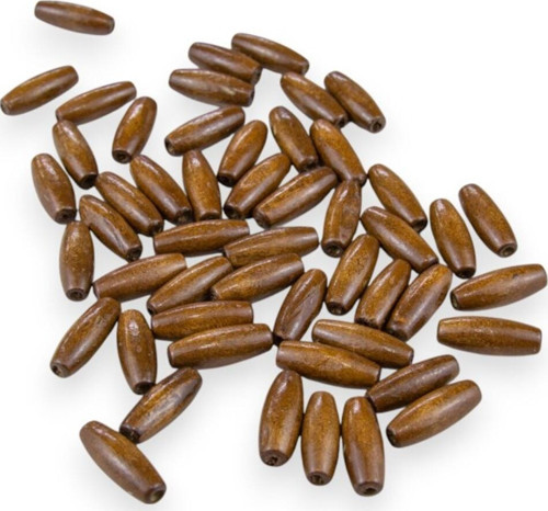 12 Mm Arpa Kahverengi (22X6 Mm) Ahşap Boncuk 35 Gr (70 Adet)