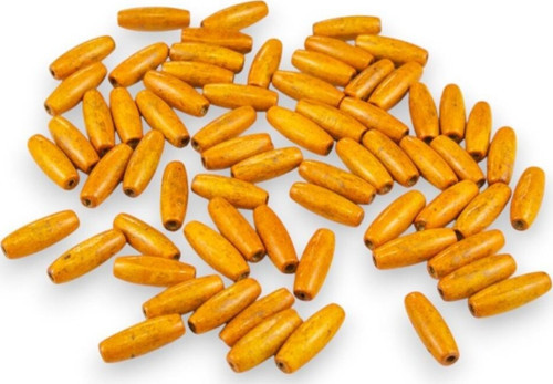 12 Mm Arpa Turuncu (22X6 Mm) Ahşap Boncuk 35 Gr (70 Adet)