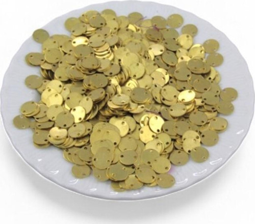 Gold 8 Mm Çift Delikli Pirinç Pul Payet (20 Gr 110 Adet)