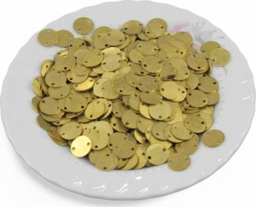Gold 10 Mm Çift Delikli Pirinç Pul Payet (30 Gr 95 Adet)